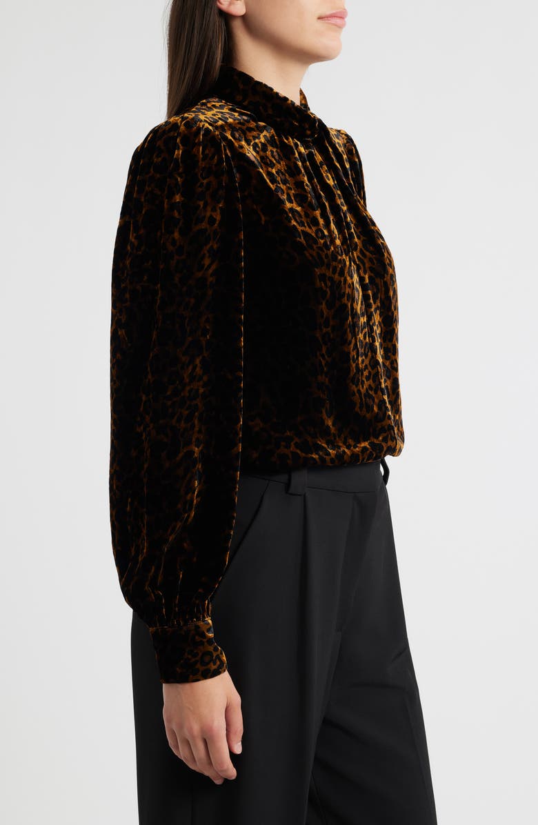 Elie Tahari The Levana Long Sleeve Velvet Shirt, Alternate, color, Black/ Velvet Leopard
