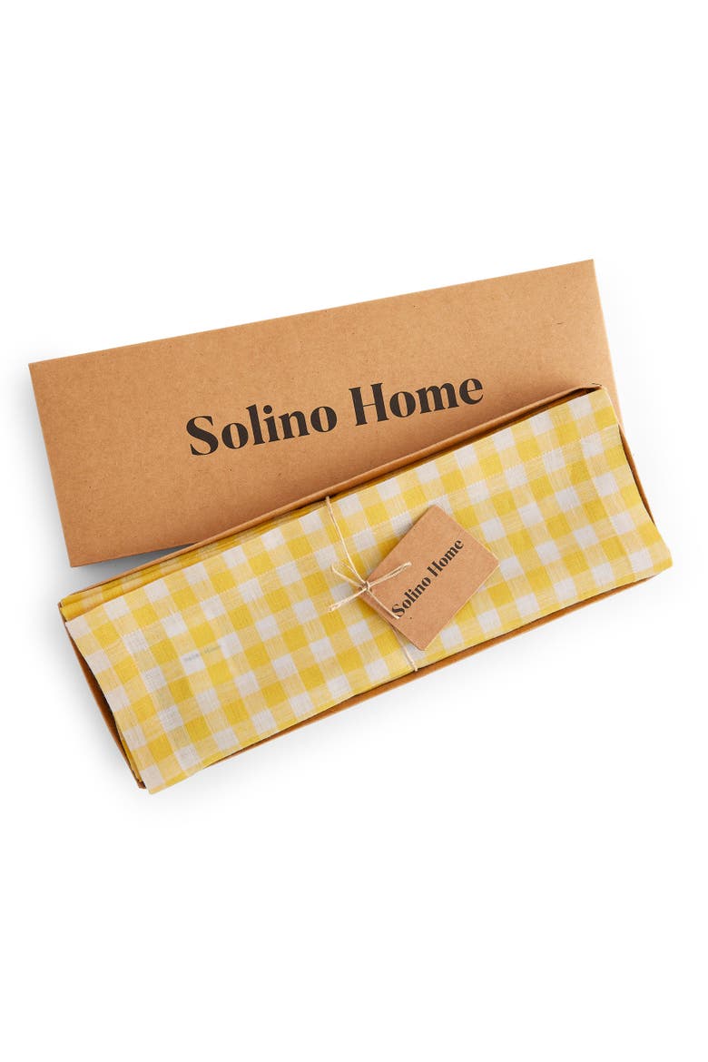 Linen Placemats Set of 4, 14 x 19" - Gingham Check, Alternate, color, Marigold Yellow