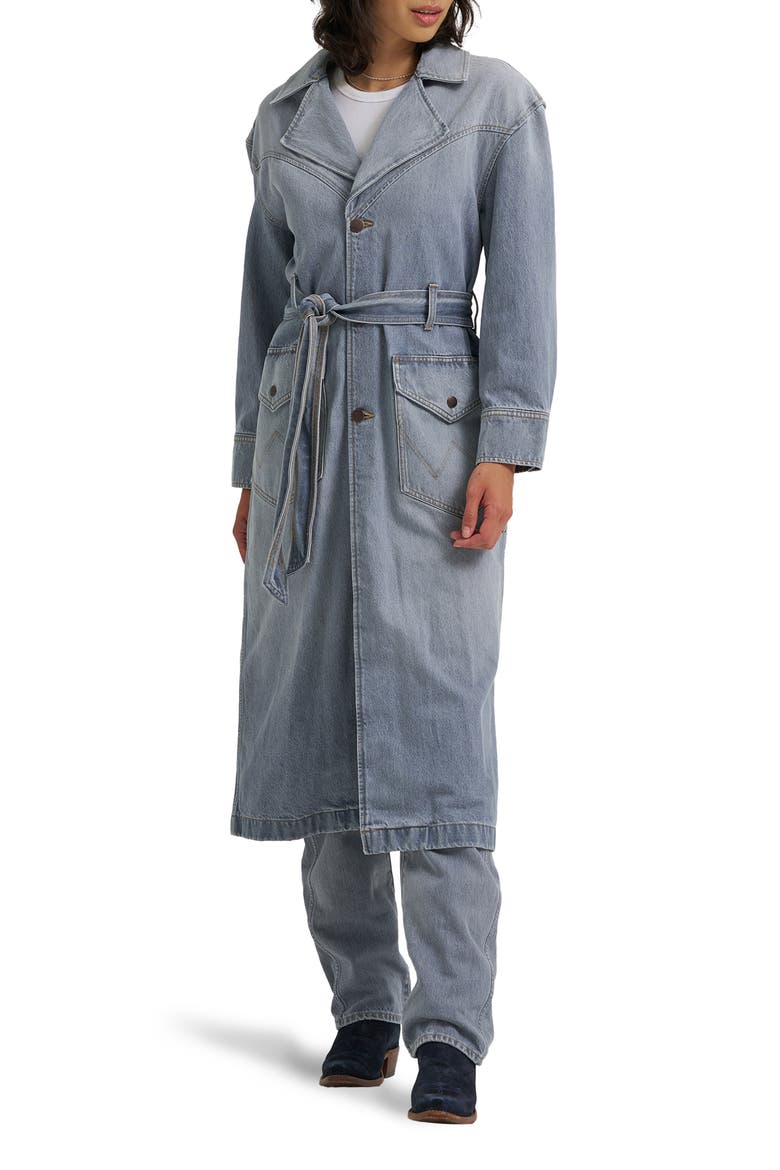 Denim Trench Coat, Main, color, HAUTE HAZE