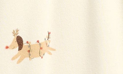 Quincy Mae Christmas Print Raglan Sleeve Romper In Neutral