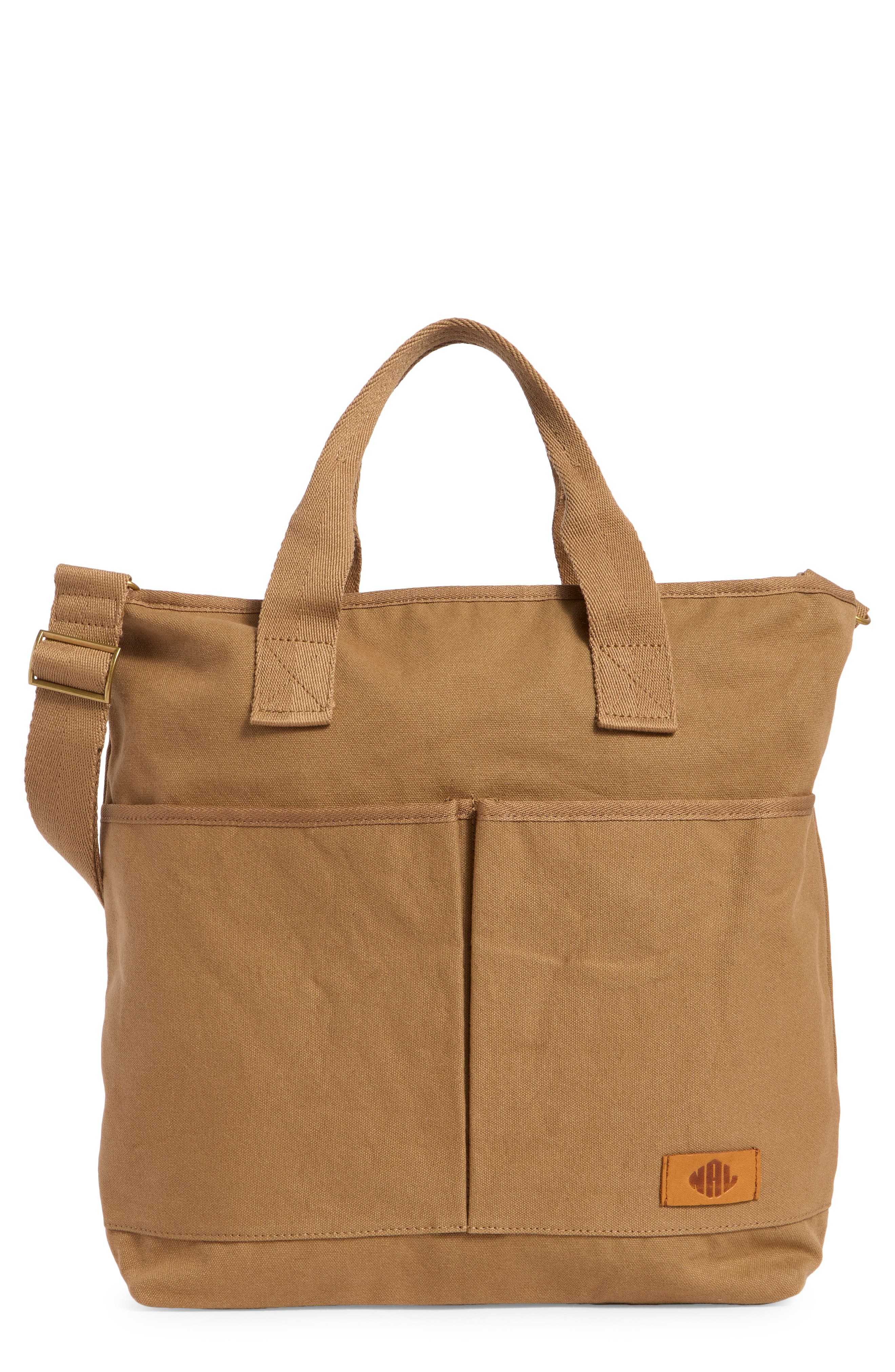 New Amsterdam Leatherworks Ayla Canvas Tote Bag, Main, color, Khaki