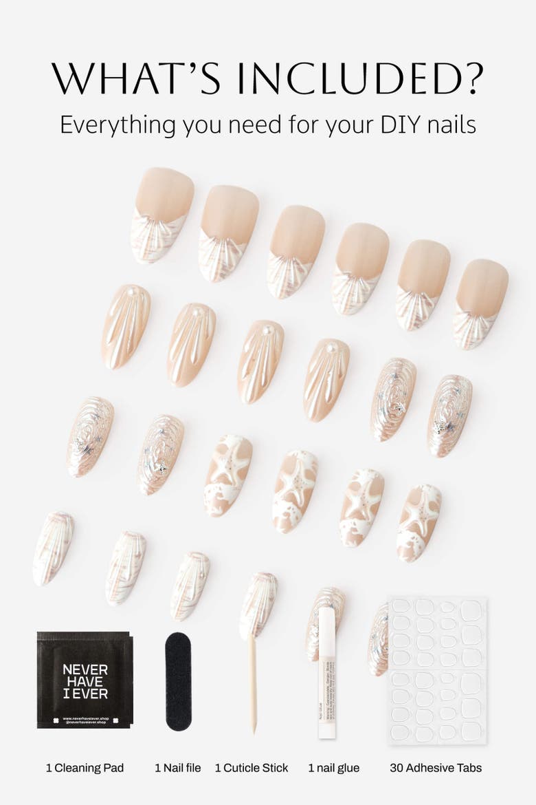 Pearly Girl Almond Press on Nails, Alternate, color, White