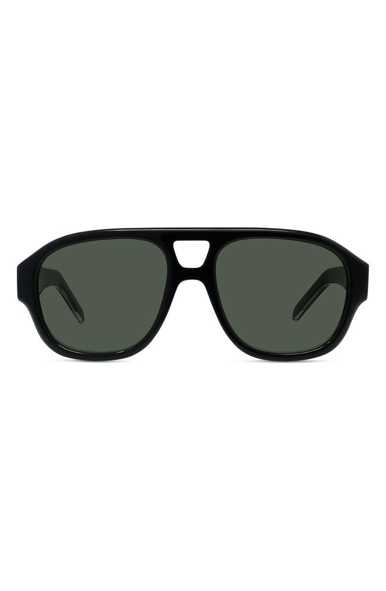 Givenchy Day 55mm Gradient Pilot Sunglasses, Main, color, Shiny Black / Green