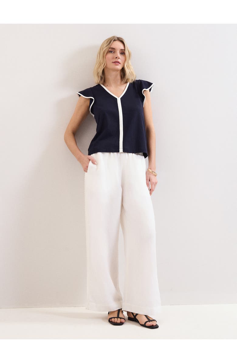 Phase Eight Fleur Ruffle Sleeve V-Neck Top, Alternate, color, Navy