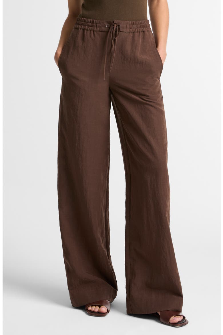 Linen Blend Drawstring Pants, Main, color, CLOVE