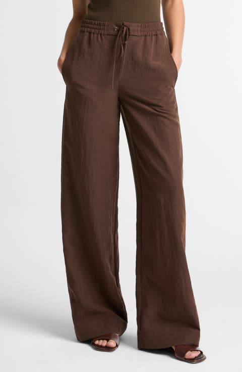Linen Blend Drawstring Pants