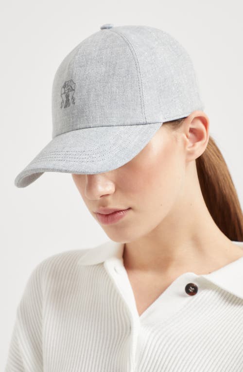 Brunello Cucinelli Grey Sparkling Canvas Baseball Cap In Light Grey