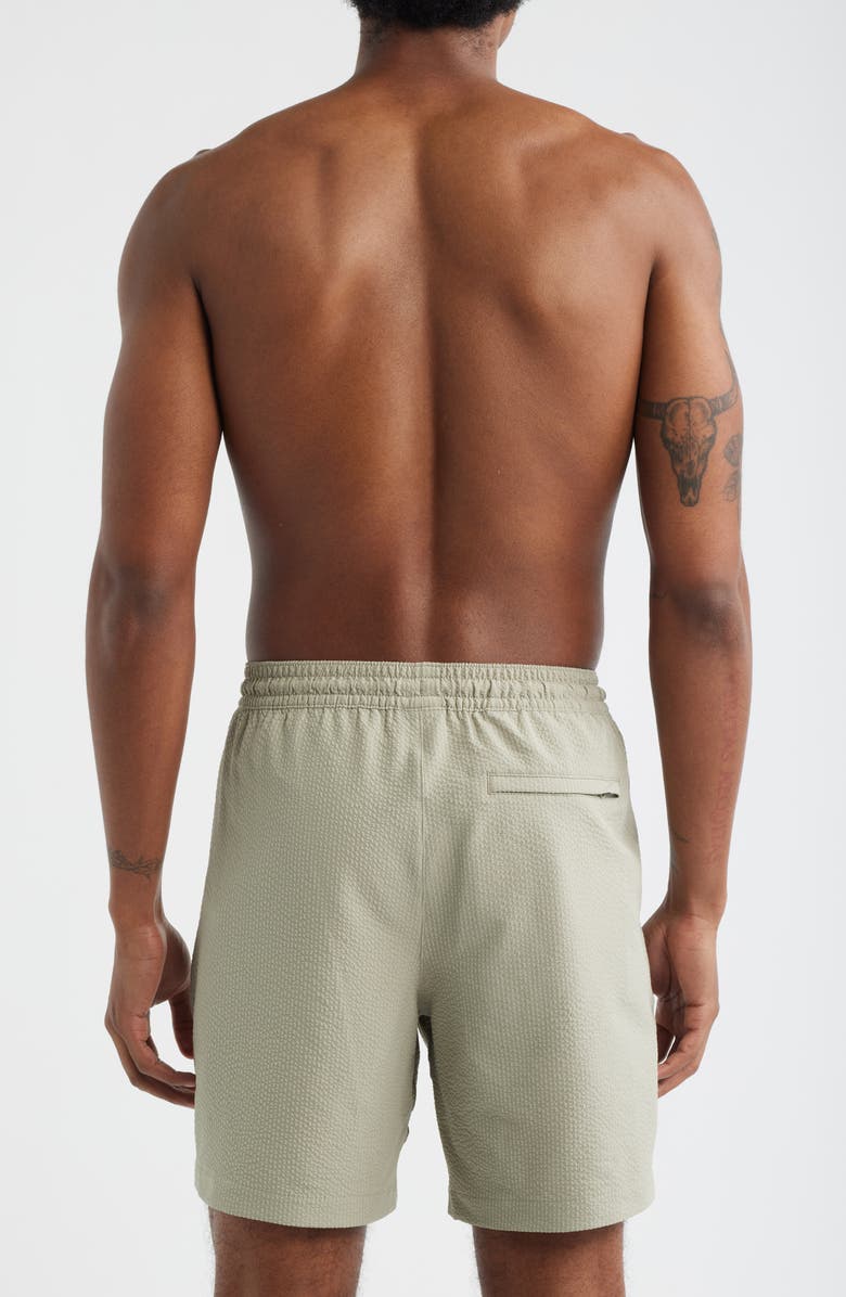 Nordstrom 7-Inch Seersucker Swim Trunks, Alternate, color, Green Seagrass