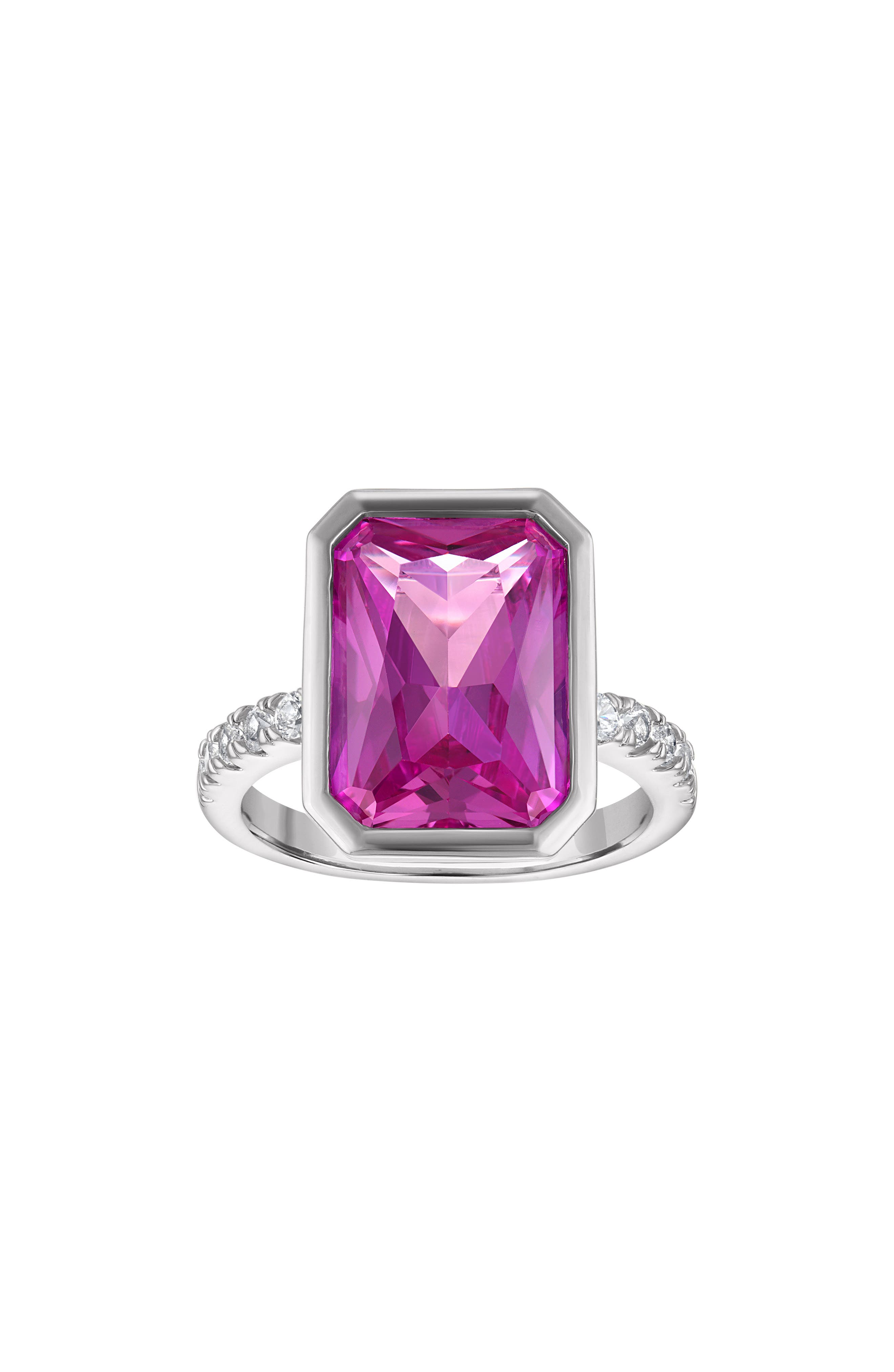 Lab Created Pink Sapphire Bezel Ring