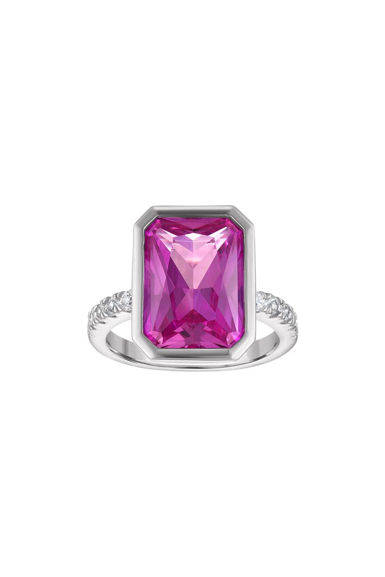 Lab Created Pink Sapphire Bezel Ring, Main, color, PINK