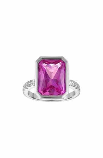 Lab Created Pink Sapphire Bezel Ring