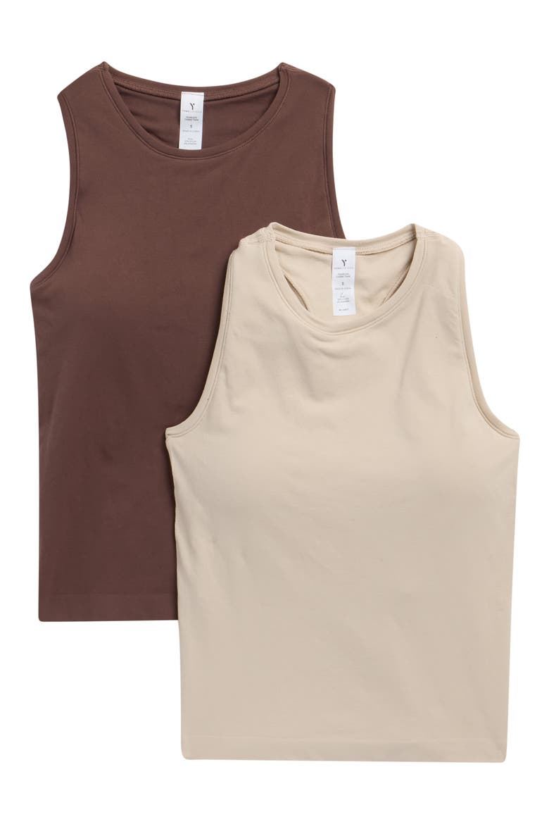 2-Pack Seamless Carrie Racerback Tanks, Main, color, GRAY MORN/ SHOPPING BAG.