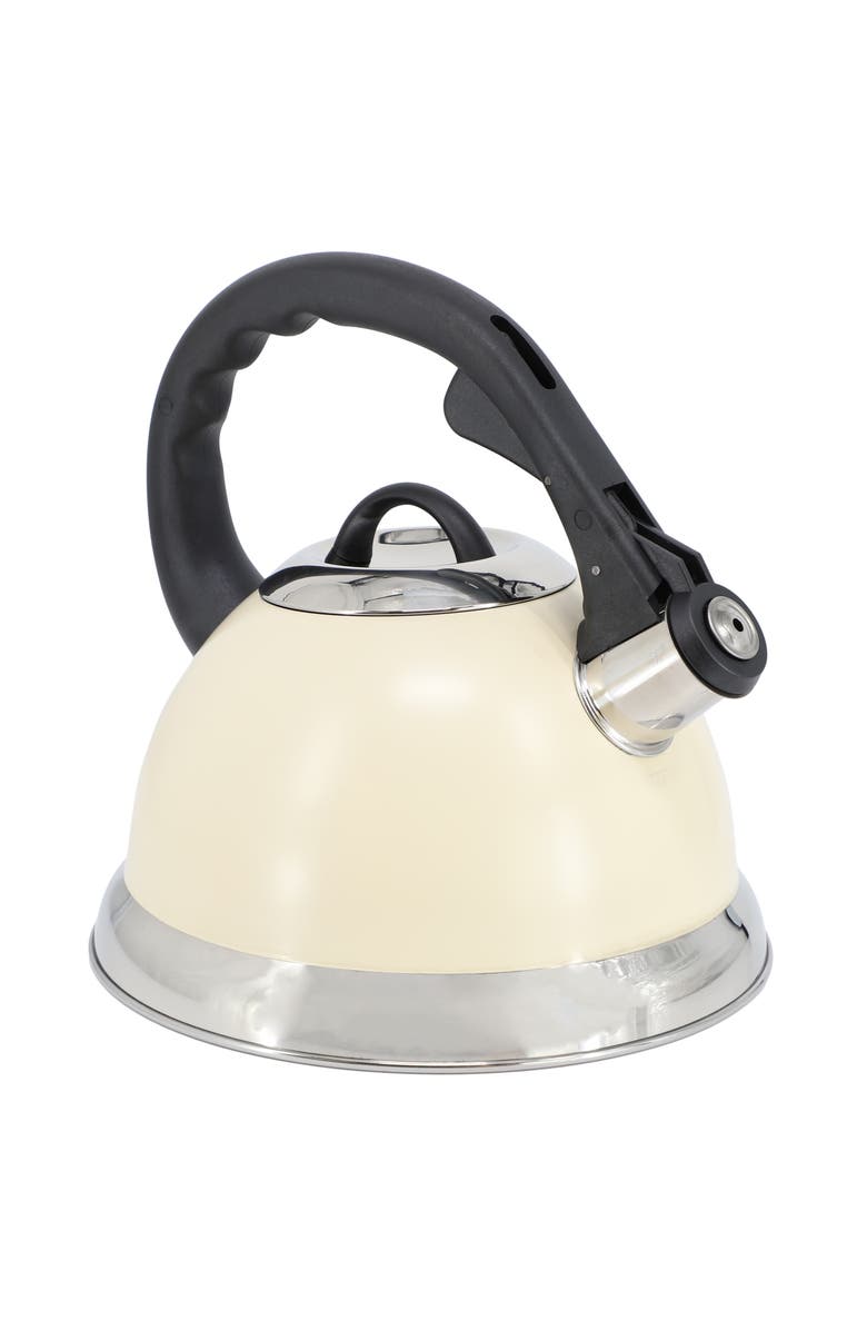 Mr. Coffee Clarefield 2.4 Quart Stainless Steel Whistling Tea Kettle, Main, color, White