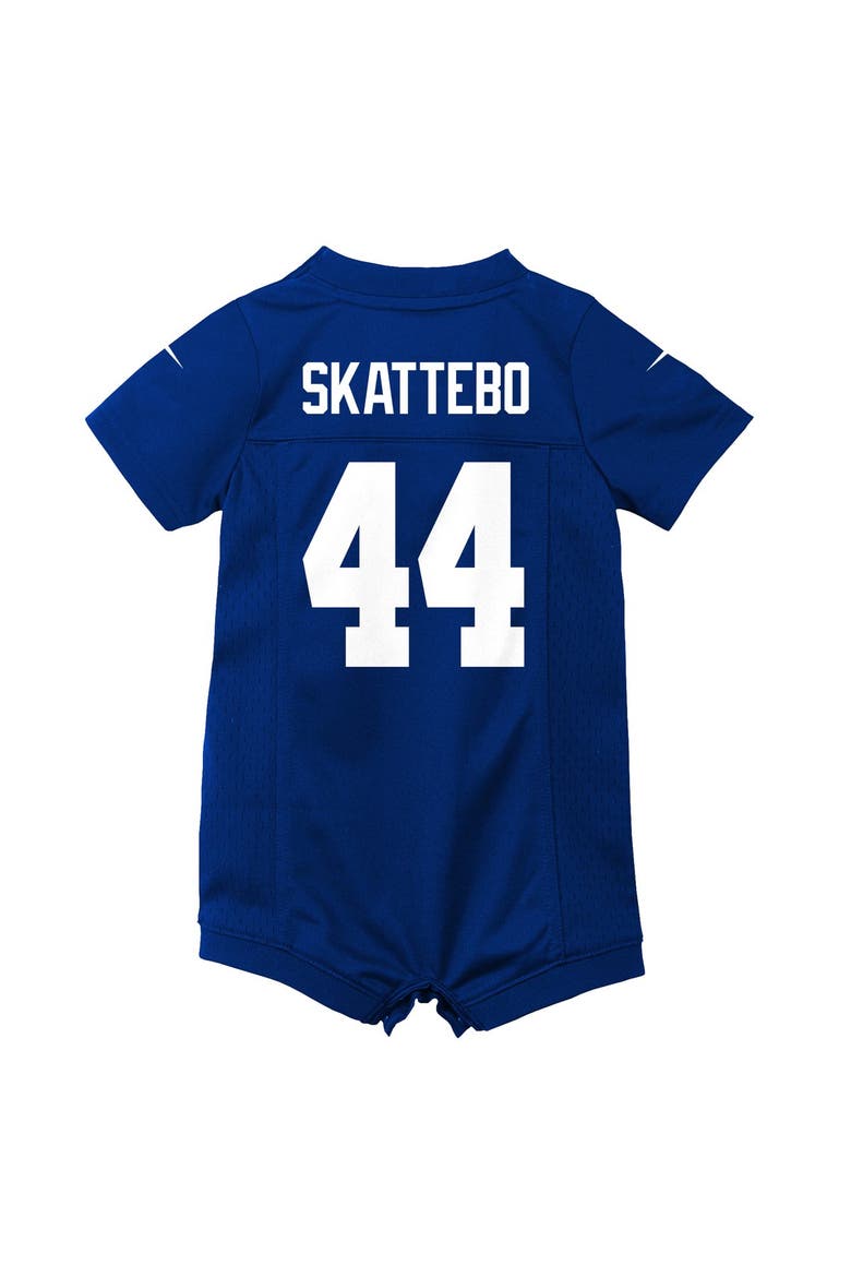 Newborn Nike Cam Skattebo Royal New York Giants Romper Game Jersey, Alternate, color, Royal