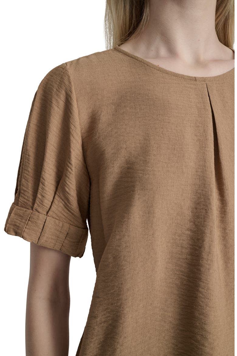 Crinkle Texture Short Sleeve Top, Alternate, color, TRUFFL