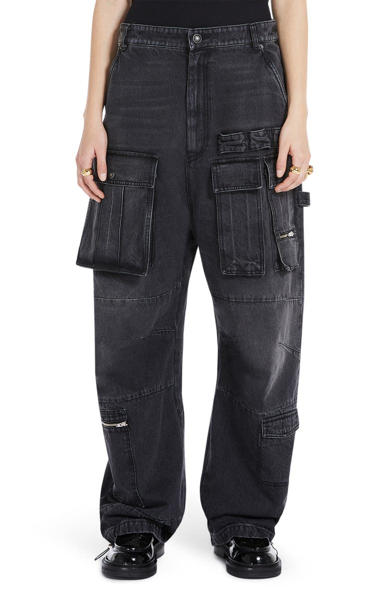 SPORTMAX Oversize Cotton Nonstretch Cargo Jeans, Main, color,