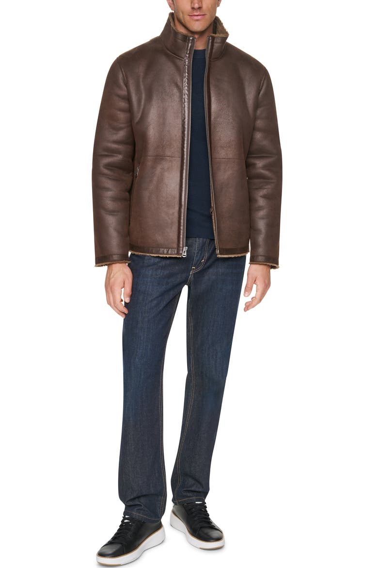 Faux Shearling Jacket, Alternate, color, DARK BROWN