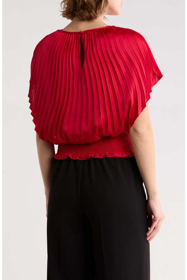 Pleated Smocked Waist Top, Alternate, color, RED
