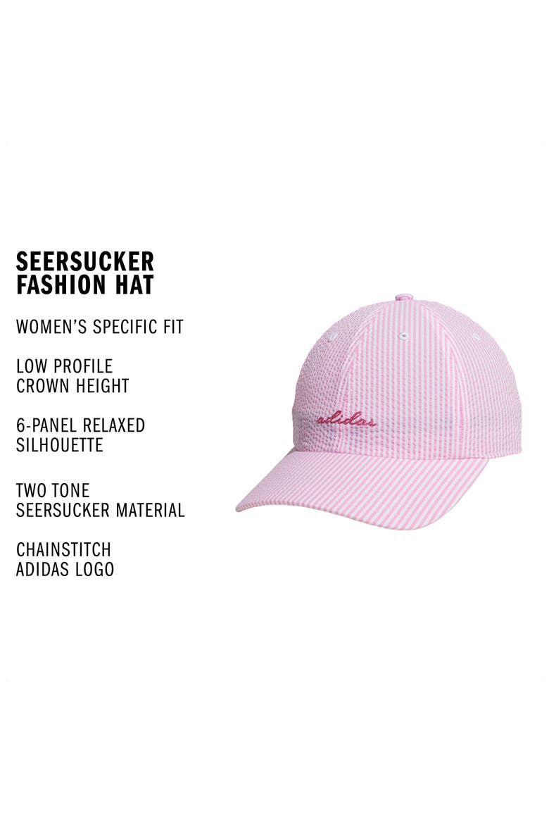 Logo Seersucker Stripe Adjustable Baseball Cap, Alternate, color, TROPIC BLOOM/ PINK FUSION