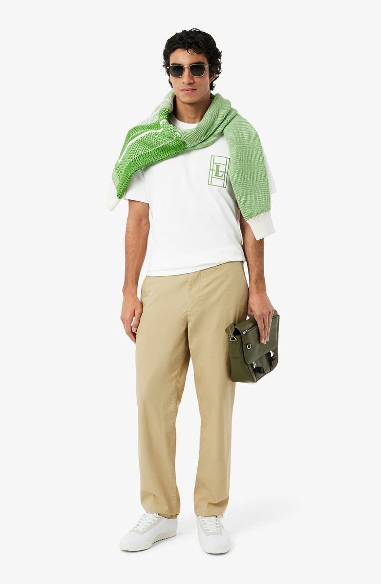 Lacoste Embroidered Court Logo Cotton T-Shirt, Alternate, color, White