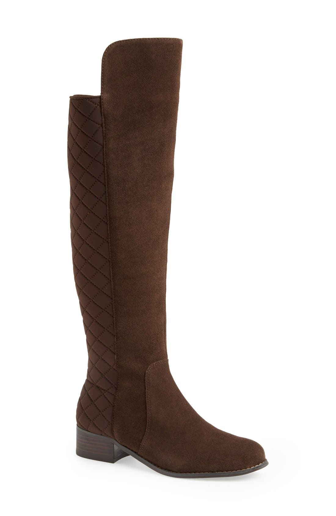 'Jace' Over The Knee Boot, Main, color, DARK BROWN SUEDE