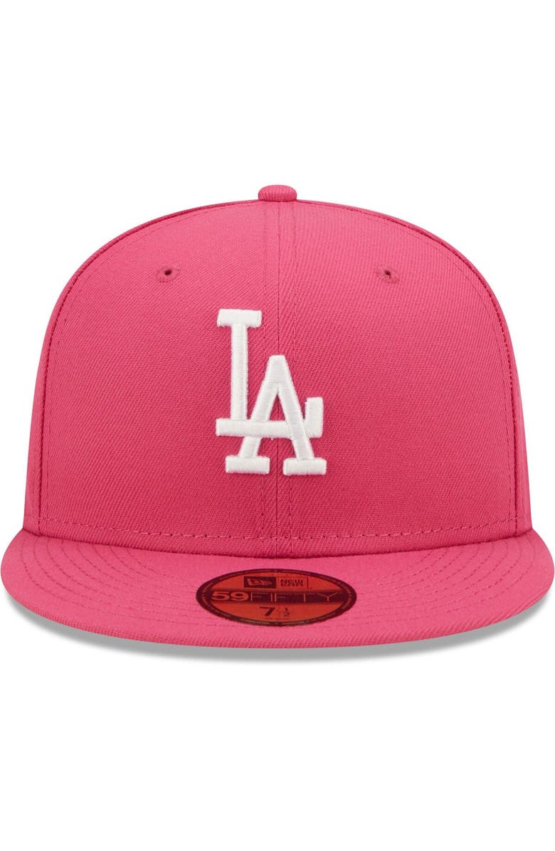 New Era Men's New Era Beetroot Los Angeles Dodgers Logo 59FIFTY Fitted Hat, Alternate, color, 