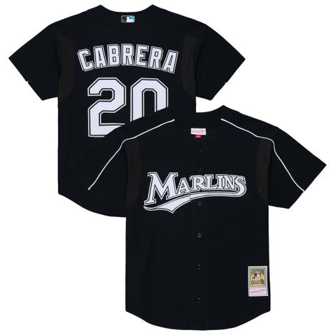 Men's Mitchell & Ness Miguel Cabrera Black Florida Marlins 2003 Cooperstown Mesh Batting Practice Button-Up Jersey
