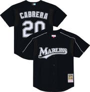 Mitchell & Ness Men's Mitchell & Ness Miguel Cabrera Black Florida Marlins 2003 Cooperstown Mesh Batting Practice Button-Up Jersey