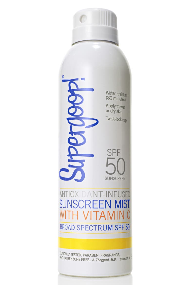 Supergoop! Antioxidant-Infused Sunscreen Mist with Vitamin C SPF 50, Main, color, NO COLOR