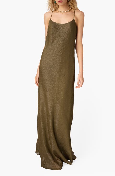 Luanna Metallic Chiffon Maxi Dress