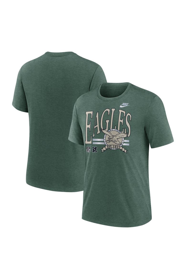 Men's Nike Heather Green Philadelphia Eagles Rewind Tri-Blend T-Shirt, Main, color, Heather Green