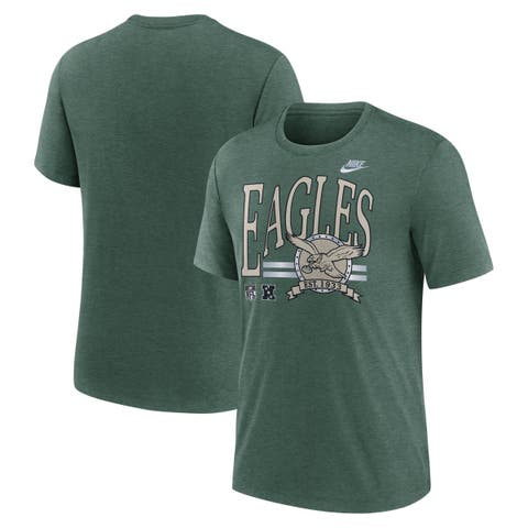 Men's Nike Heather Green Philadelphia Eagles Rewind Tri-Blend T-Shirt