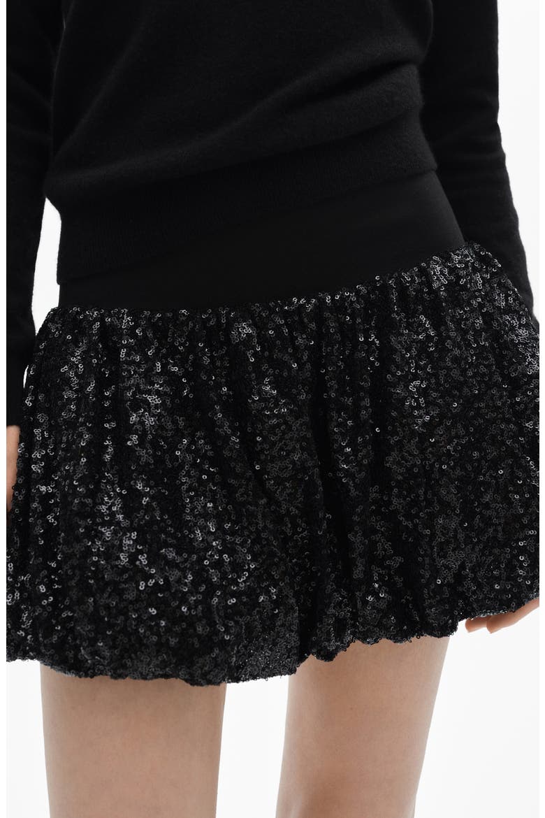 Xnuba Sequin Bubble Hem Miniskirt, Alternate, color, BLACK