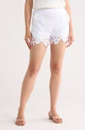 T Tahari Embroidered Hem Linen Blend Shorts