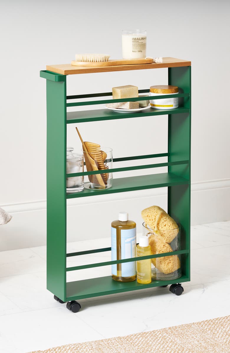 Yamazaki Steel Rolling Storage Cart, Alternate, color, Forest Green