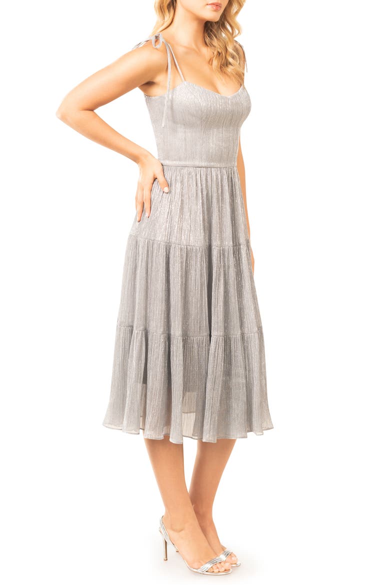 Dream Metallic Tiered Midi Dress, Alternate, color, DOVE MULTI