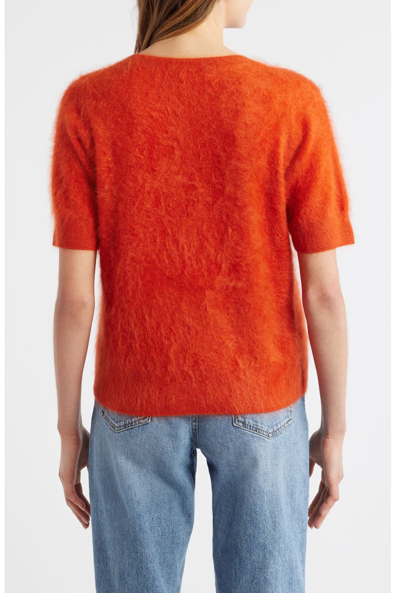 Brushed Cashmere Short Sleeve Sweater, Alternate, color, ROUGE