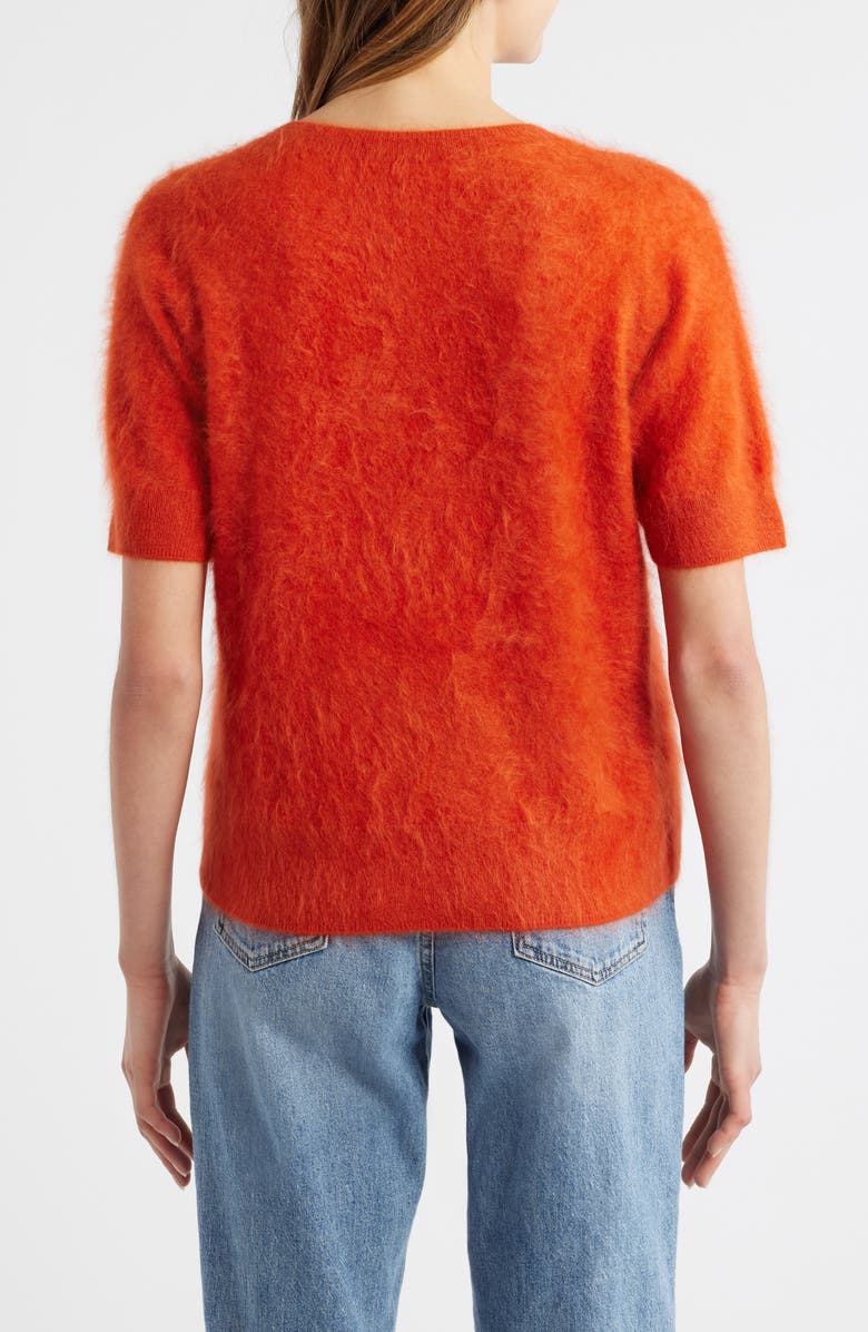 MARGARET O'LEARY Brushed Cashmere Short Sleeve Sweater, Alternate, color, Rouge