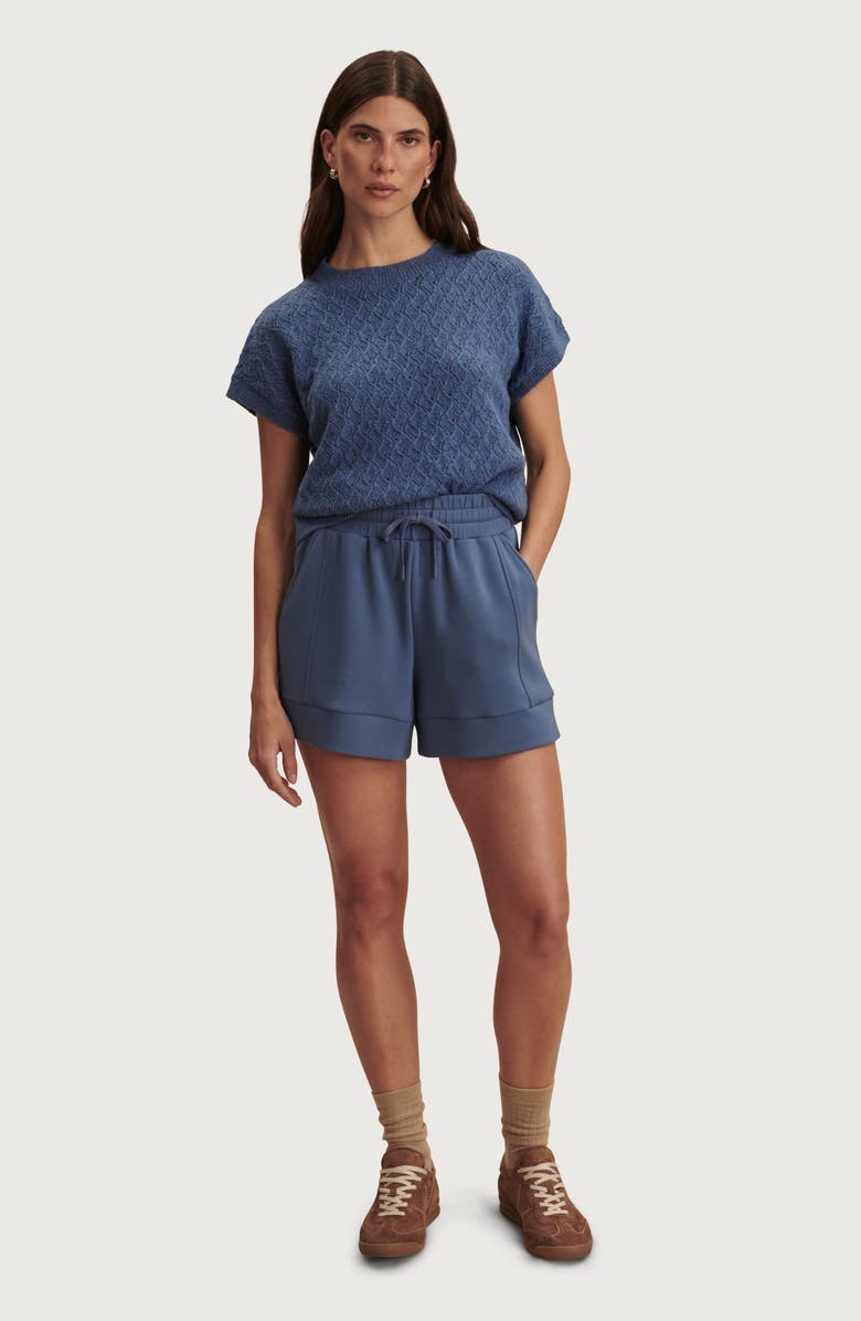 Varley Manae Textured Pointelle Cotton Blend Sweater, Alternate, color, Bijou Blue