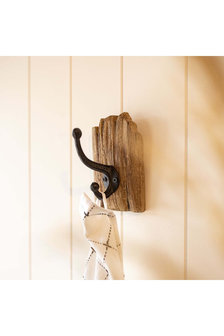 Rustic Wooden & Metal Wall Hook, Alternate, color, Brown