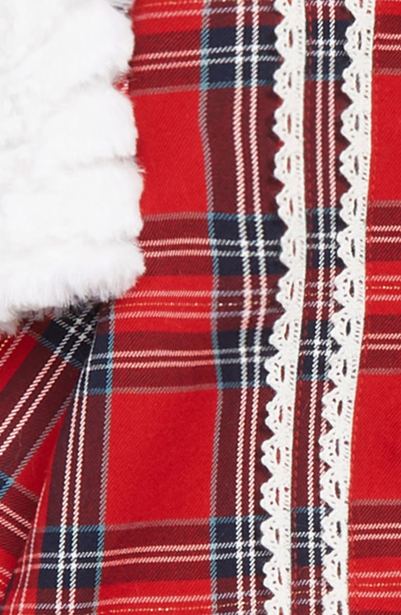 Pippa & Julie Plaid Dress & Faux Fur Vest Set, Alternate, color, 