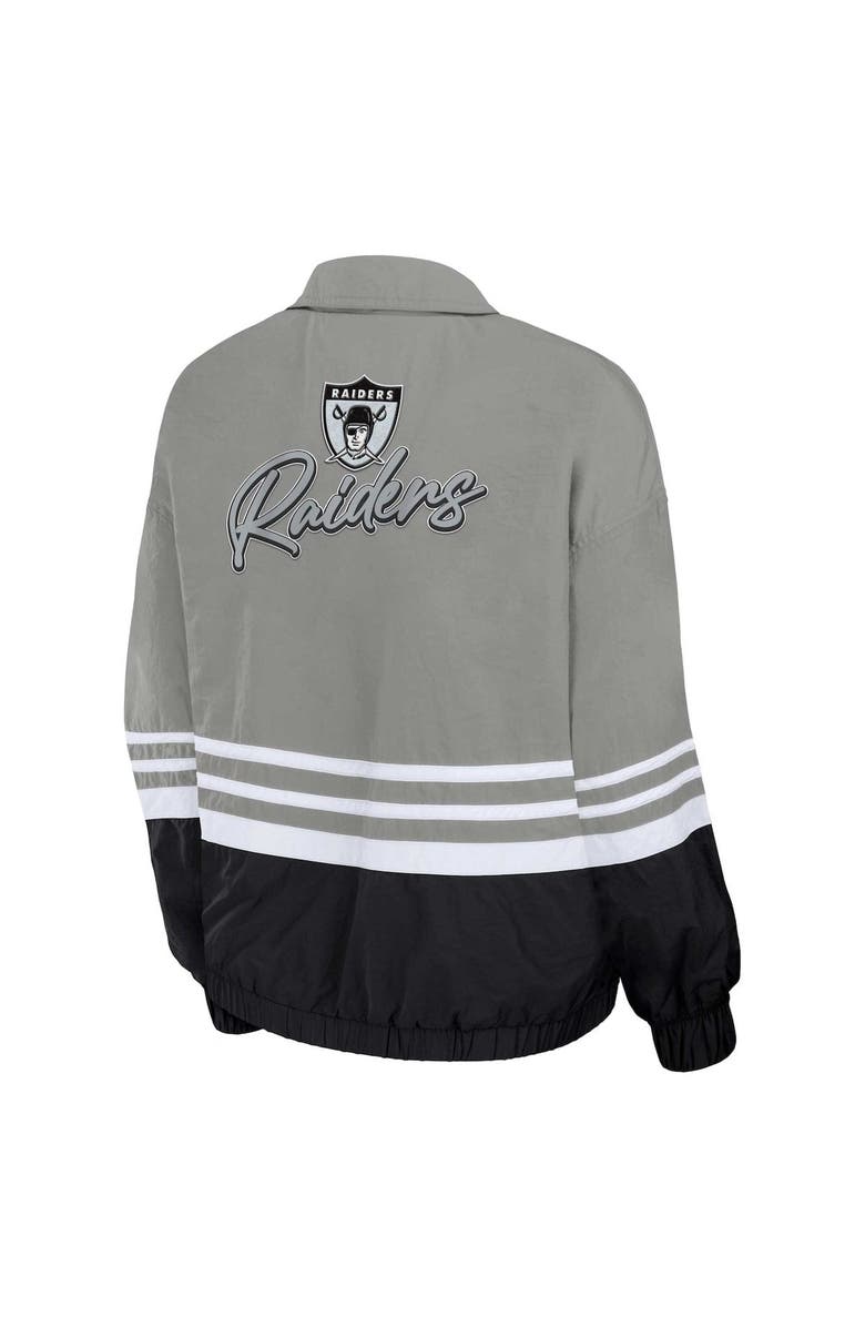 WEAR by Erin Andrews Women's WEAR by Erin Andrews Silver Las Vegas Raiders Vintage Throwback Windbreaker Full-Zip Jacket, Alternate, color, 