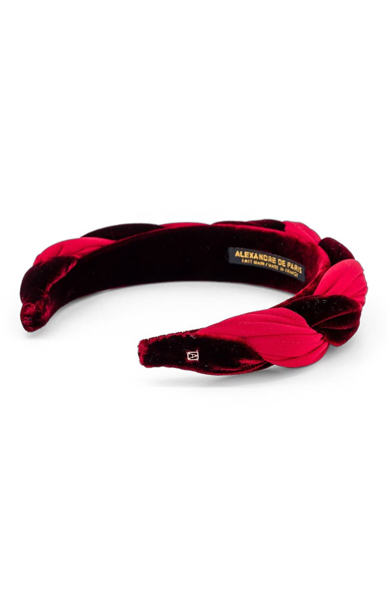 Alexandre de Paris Olympe Velvet Braided Headband, Alternate, color, Burgundy
