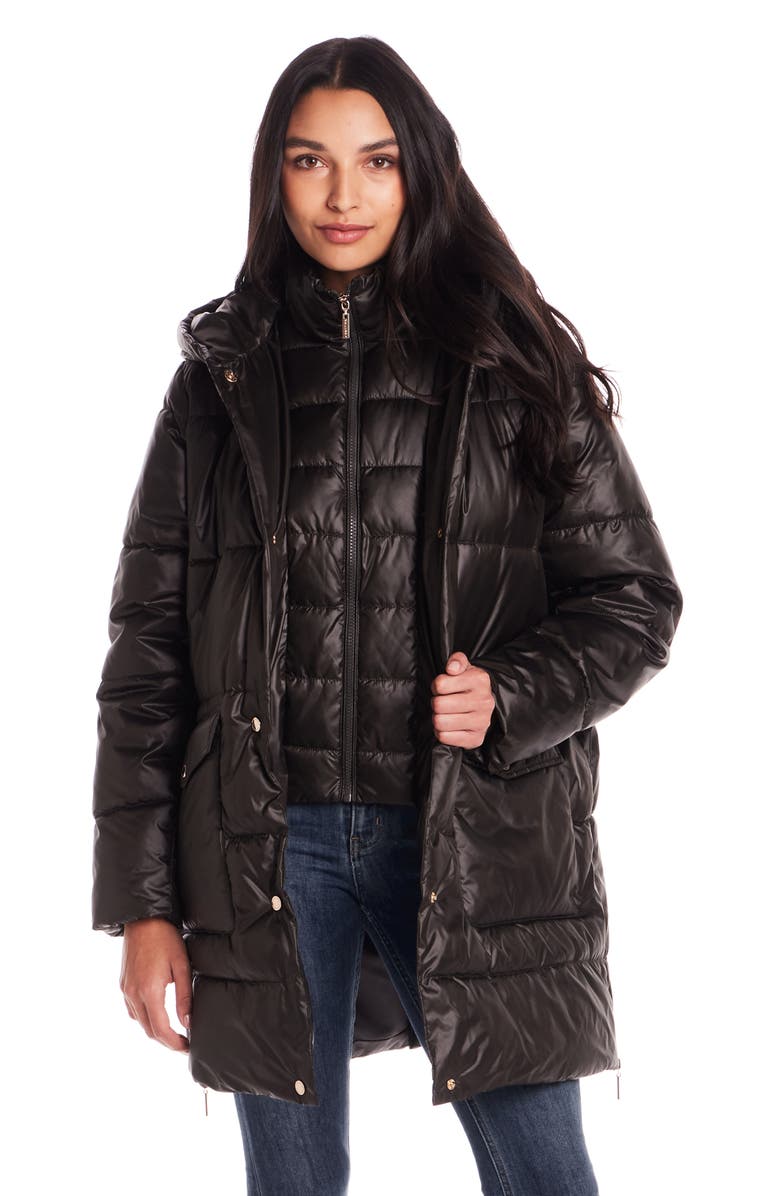 Gallery Hooded Puffer Jacket, Alternate, color, Raven