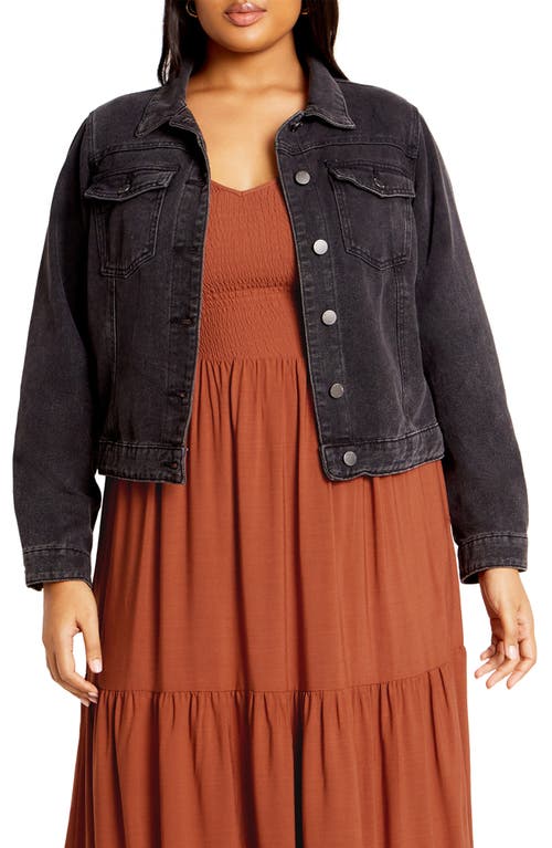 City Chic Kira Denim Jacket In Dark Wash