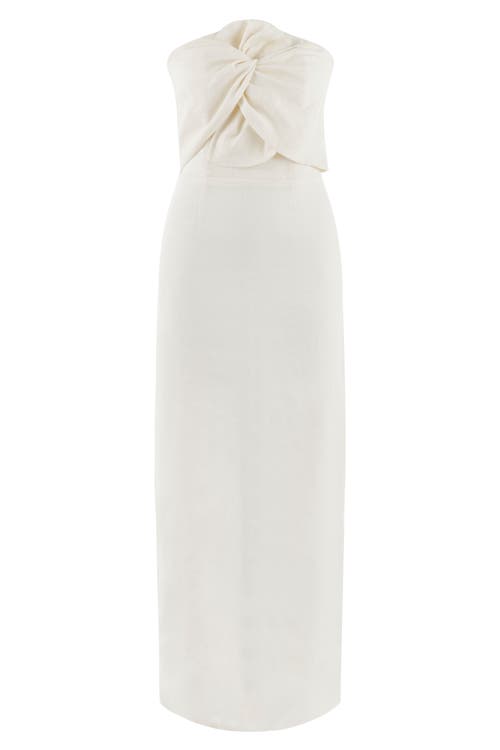 Labeca London Alaia White Linen Twist Maxi Dress In Ecru