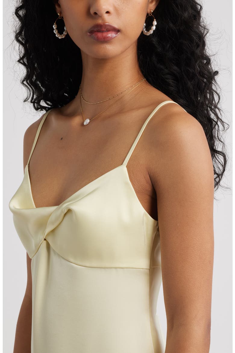 Twist Front Satin Minidress, Alternate, color, YELLOW FROST