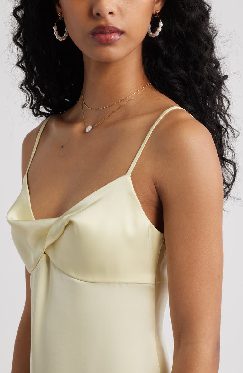 BP. Twist Front Satin Minidress, Alternate, color, Yellow Frost