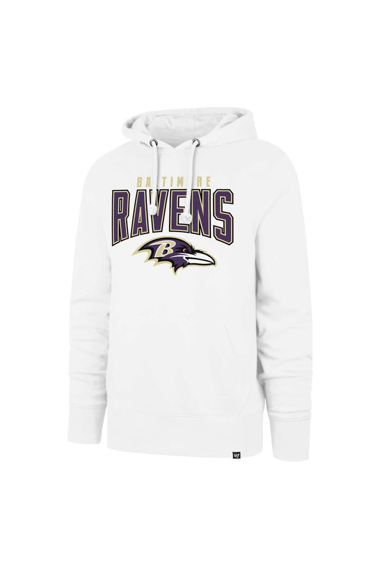 Men's '47 White Baltimore Ravens Elements Arch Headline Pullover Hoodie, Alternate, color, White