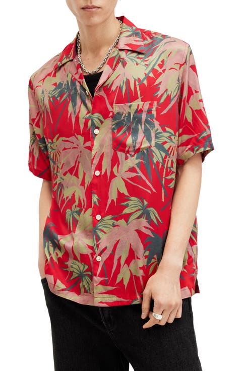 Hudson Oversize Palm Tree Print Camp Shirt